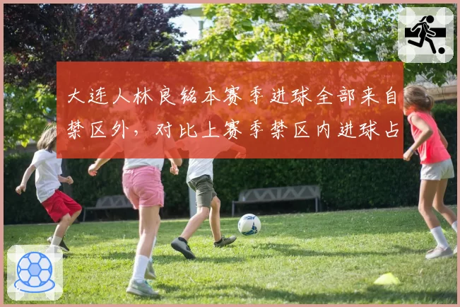 大连人林良铭本赛季进球全部来自禁区外，对比上赛季禁区内进球占比下降